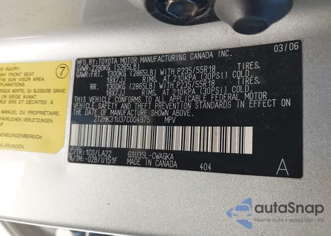 2007 Lexus Rx 350 from USA, damaged, VIN 2T2HK31U37C004975